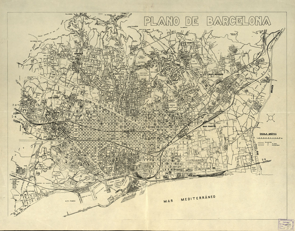 (N:19079) PLANO DE BARCELONA (B0015524) Carte e stampe antiche: riproduzione a colori su carta (formato A1)
