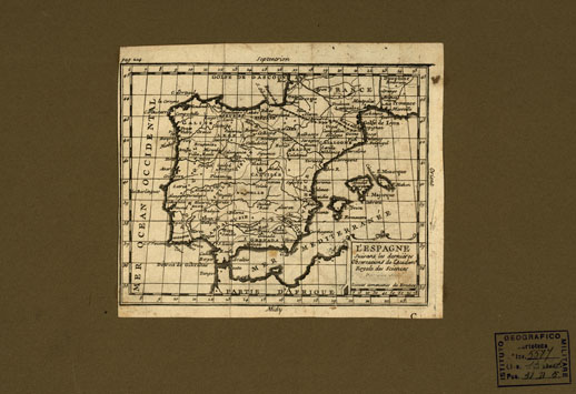 (N:19080) L'ESPAGNE SUIVANT LES DERNIERES OBSERVATIONS DE L'ACADEMIE ROYALE DES SCIENCES (B0015525) Carte e stampe antiche: riproduzione a colori su carta (formato A1)