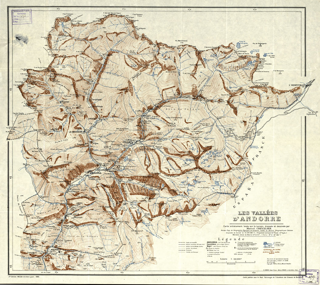 (N:19321) LES VALLES D'ANDORRE - Foglio 1 (B0015766) Carte e stampe antiche: riproduzione a colori su carta (formato A1)