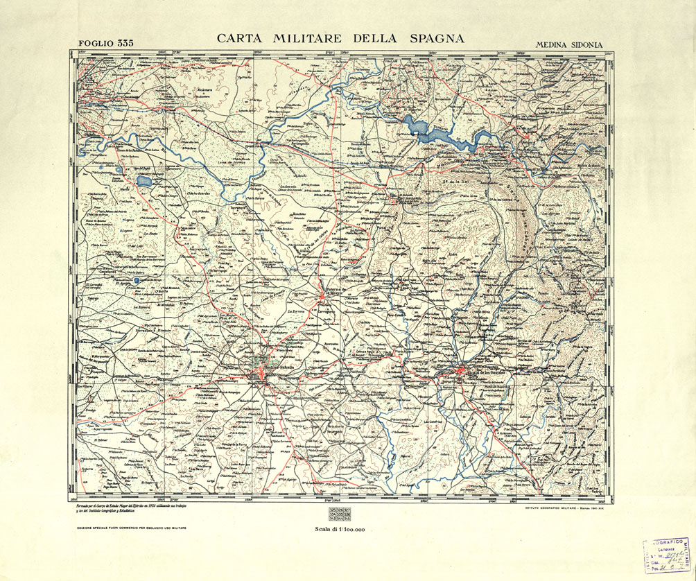 (N:19564) CARTA MILITARE DELLA SPAGNA - Medina Sidonia (B0016010) Carte e stampe antiche: riproduzione a colori su carta (formato A1)