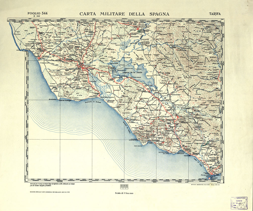 (N:19565) CARTA MILITARE DELLA SPAGNA - Tarifa (B0016011) Carte e stampe antiche: riproduzione a colori su carta (formato A1)