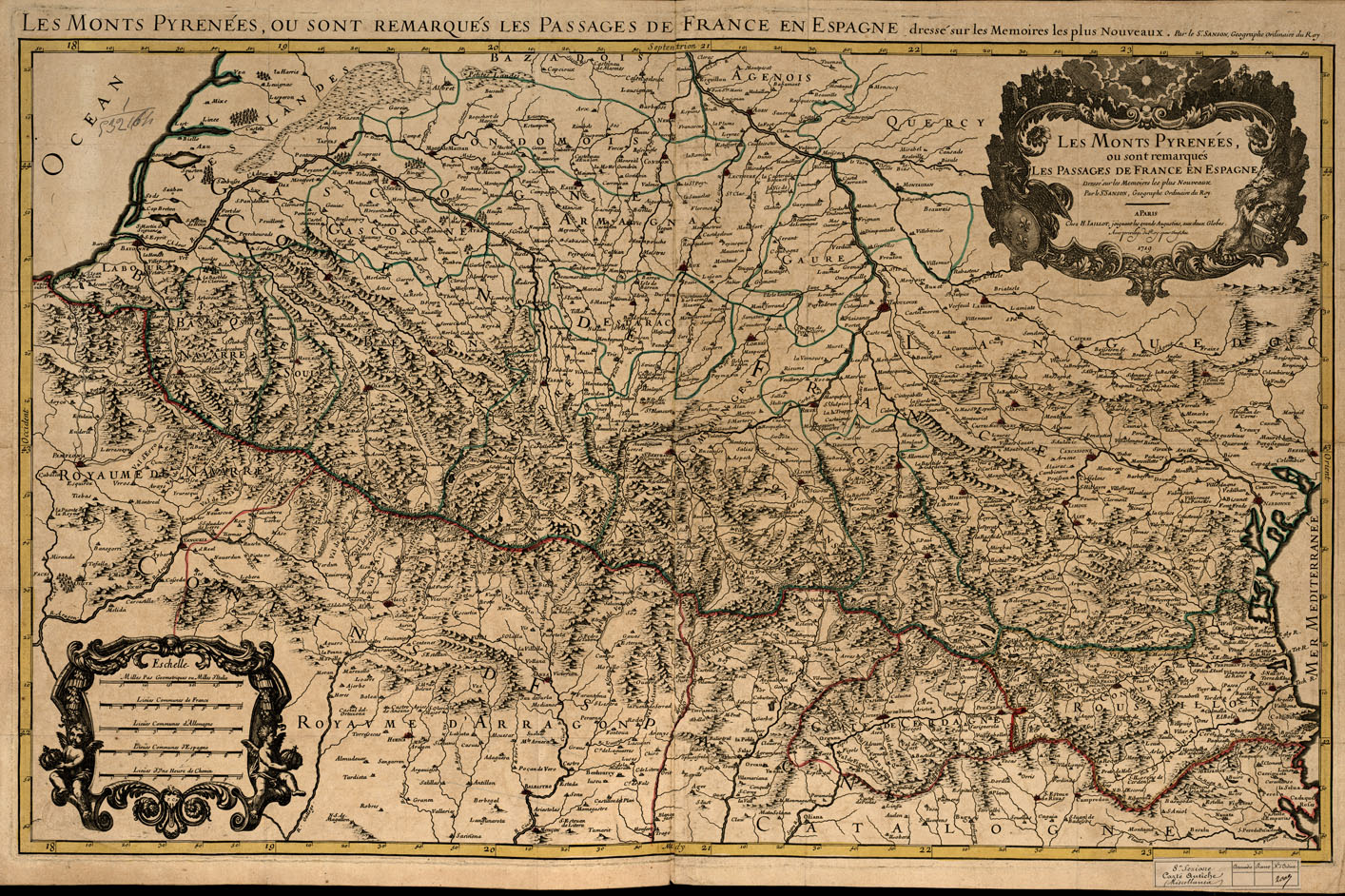 (N:20411) LES MONTS PYRENEES (B0016871) Carte e stampe antiche: riproduzione a colori su carta (formato A1)
