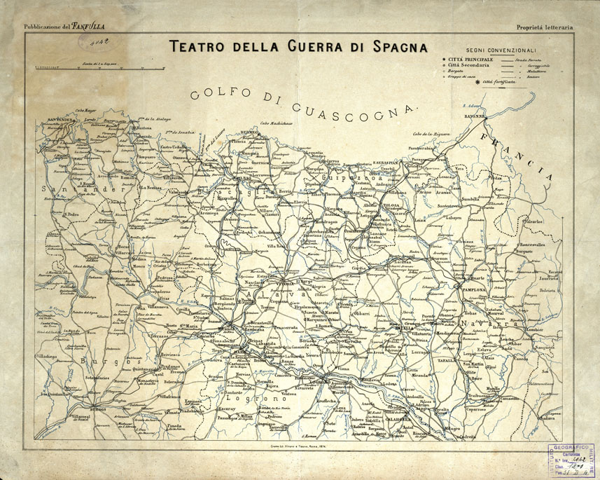 (N:20412) TEATRO DELLA GUERRA DI SPAGNA - Fronte e Retro (B0016872, B0016873) Carte e stampe antiche: riproduzione a colori su carta (formato A1)