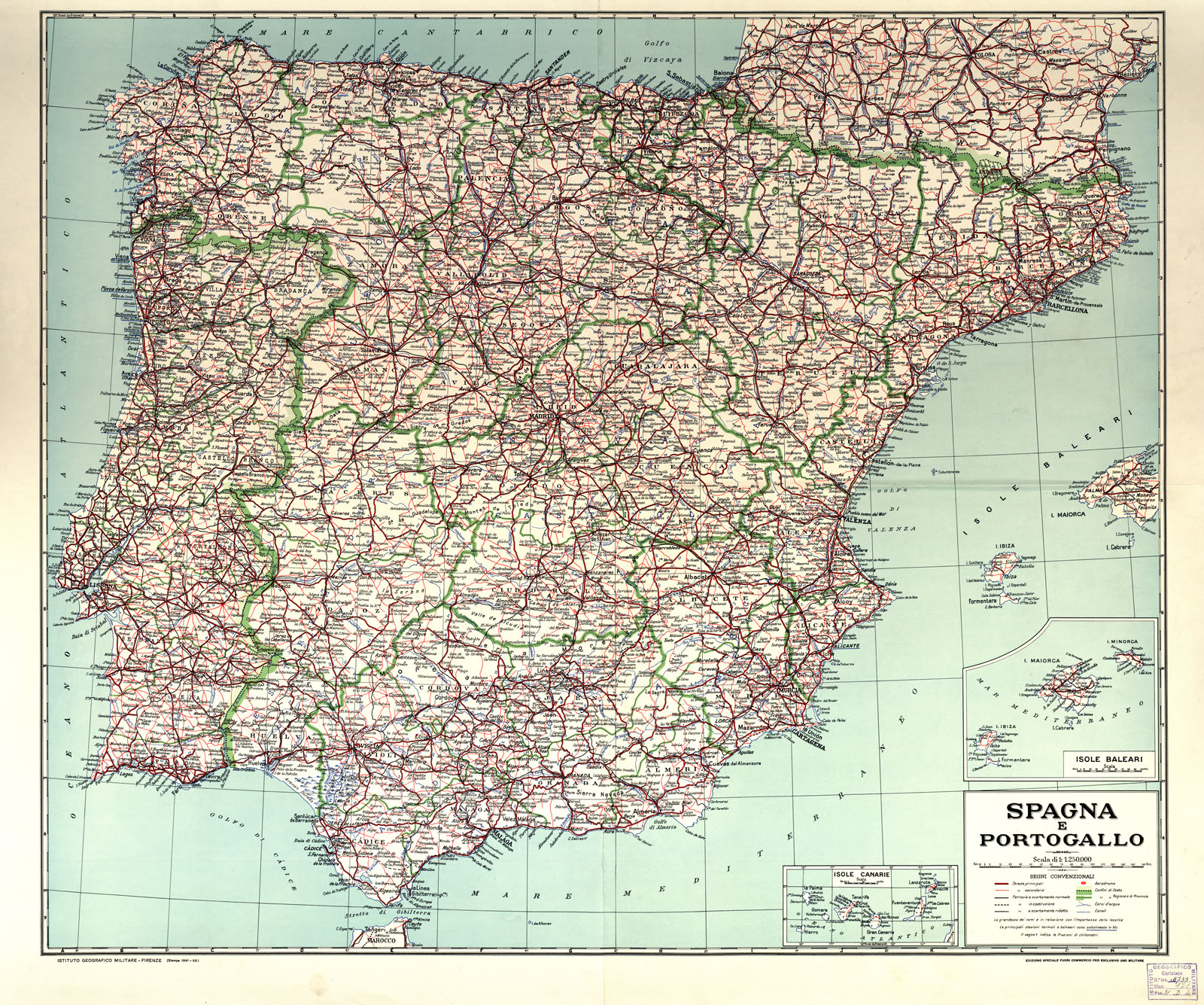 (N:20442) SPAGNA E PORTOGALLO (B0016901) Carte e stampe antiche: riproduzione a colori su carta (formato A1)