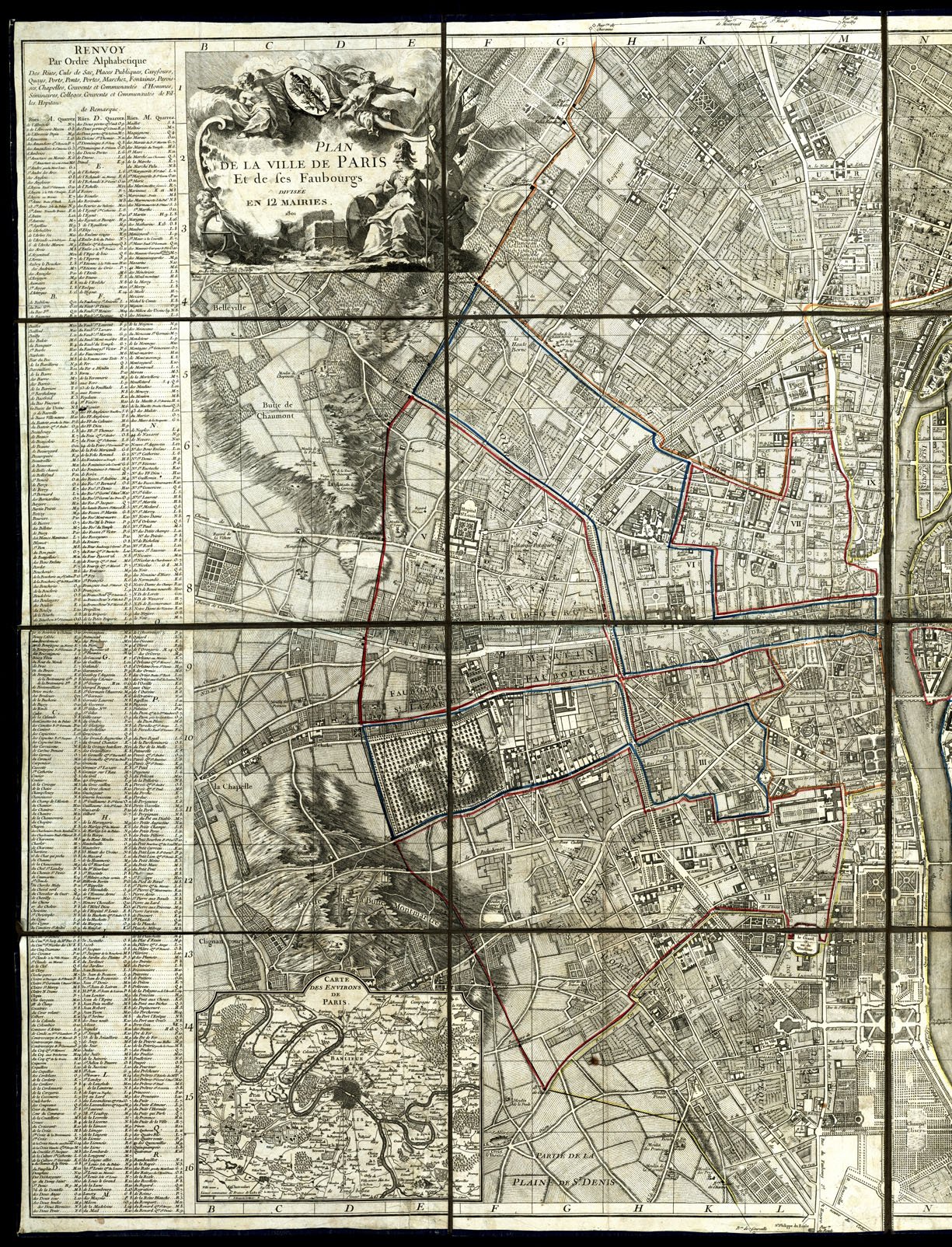 (N:20515) PLAN DE LA VILLE DE PARIS (B0016973, B0016974) Carte e stampe antiche: riproduzione a colori su carta (formato A1)