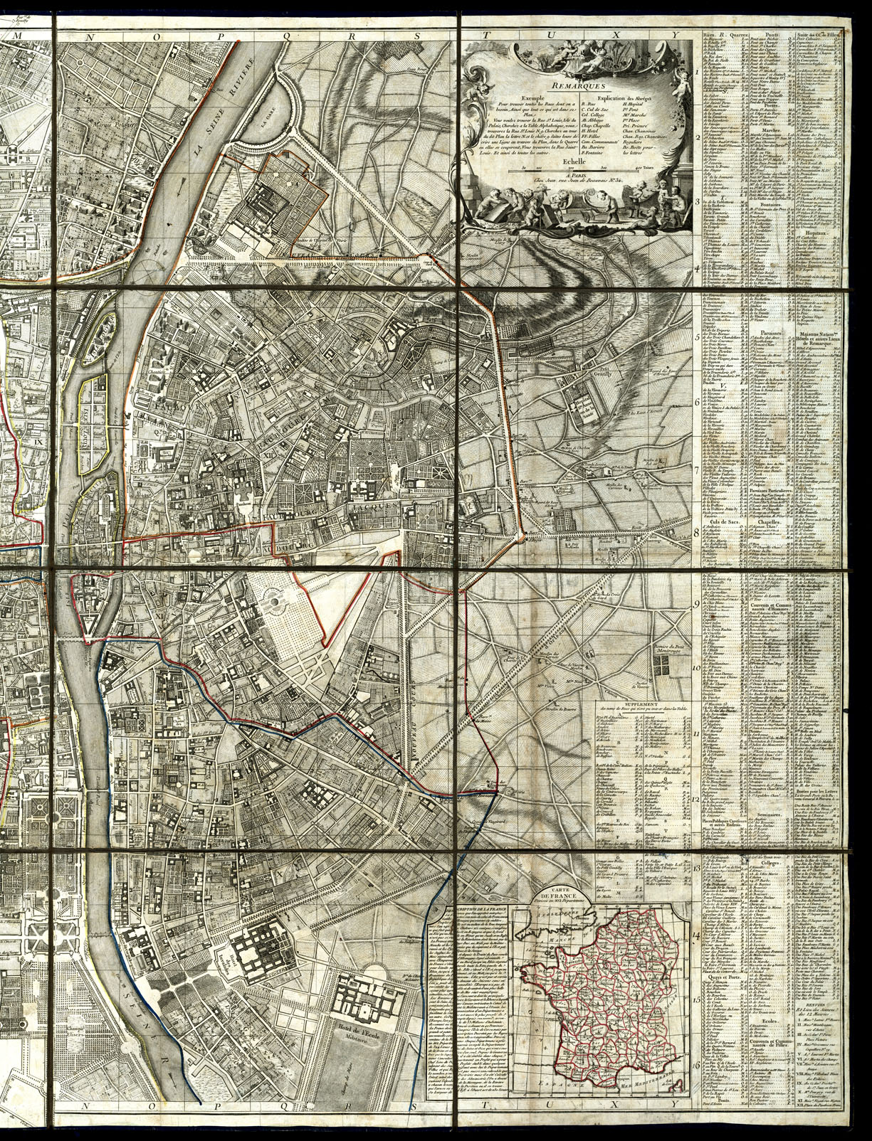 (N:20515) PLAN DE LA VILLE DE PARIS (B0016973, B0016974) Carte e stampe antiche: riproduzione a colori su carta (formato A1)