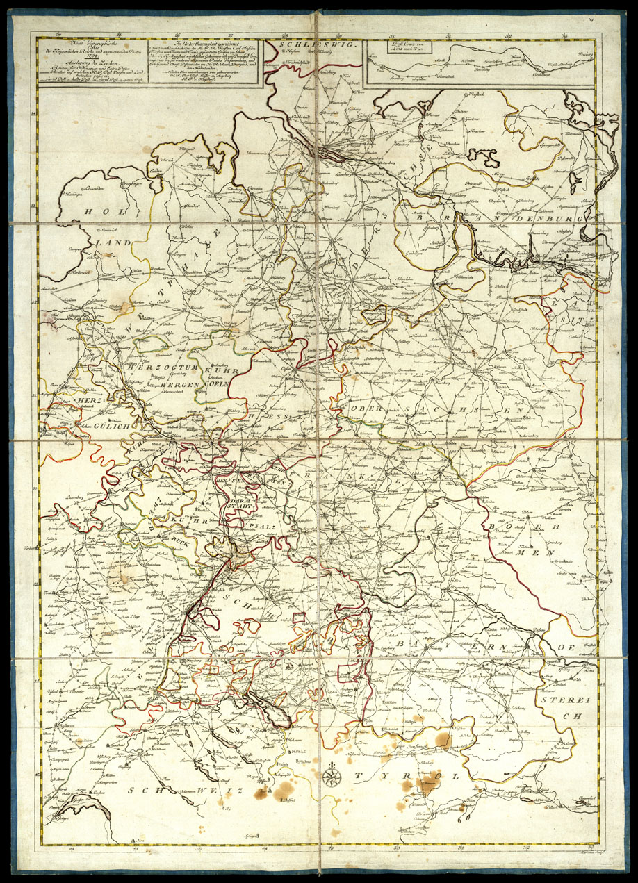 (N:20532) NEUE GEOGRAPHISCHE CARTE DER KAYSERLICHEN REICHS UND ANGRAENZENDEN POSTEN (B0016990) Carte e stampe antiche: riproduzione a colori su carta (formato A1)