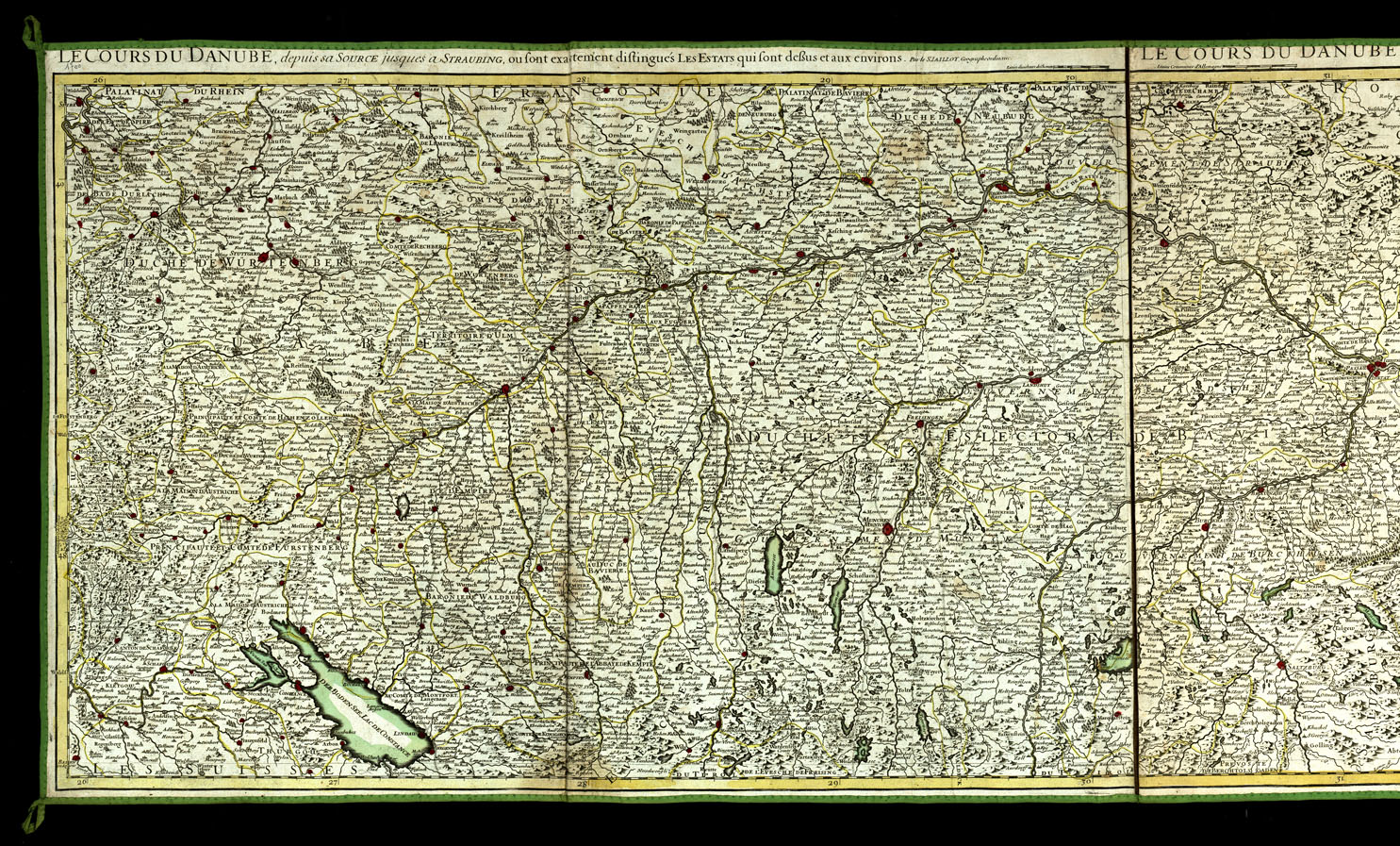 (N:20564) LE COURSE DU DANUBE, DEPUIS SA SOURCE JUSQUE A STRAUBING (B0017022, B0017023) Carte e stampe antiche: riproduzione a colori su carta (formato A1)