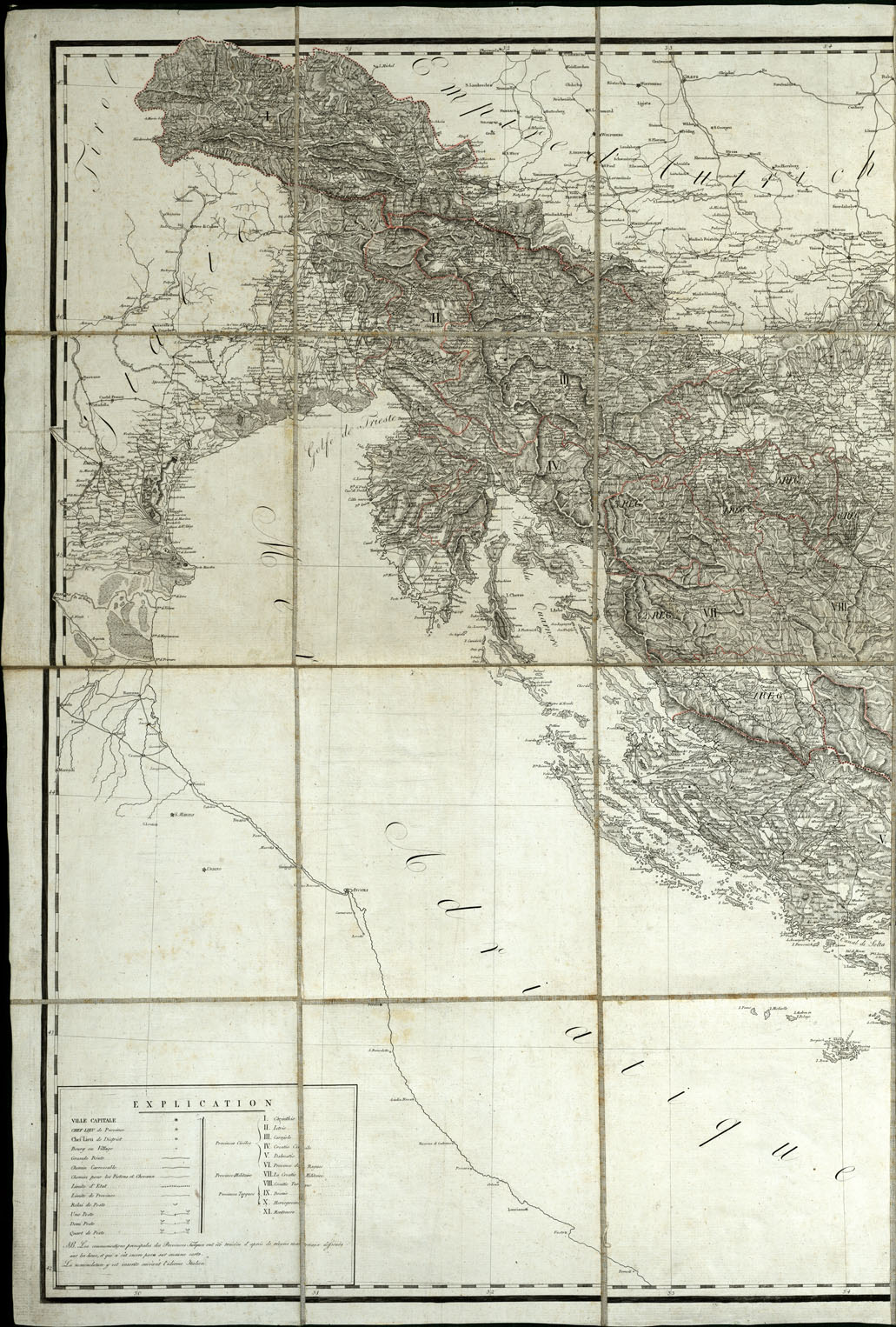 (N:20590) CARTE DES PROVINCES ILLYRIENNES (B0017048, B0017049) Carte e stampe antiche: riproduzione a colori su carta (formato A1)
