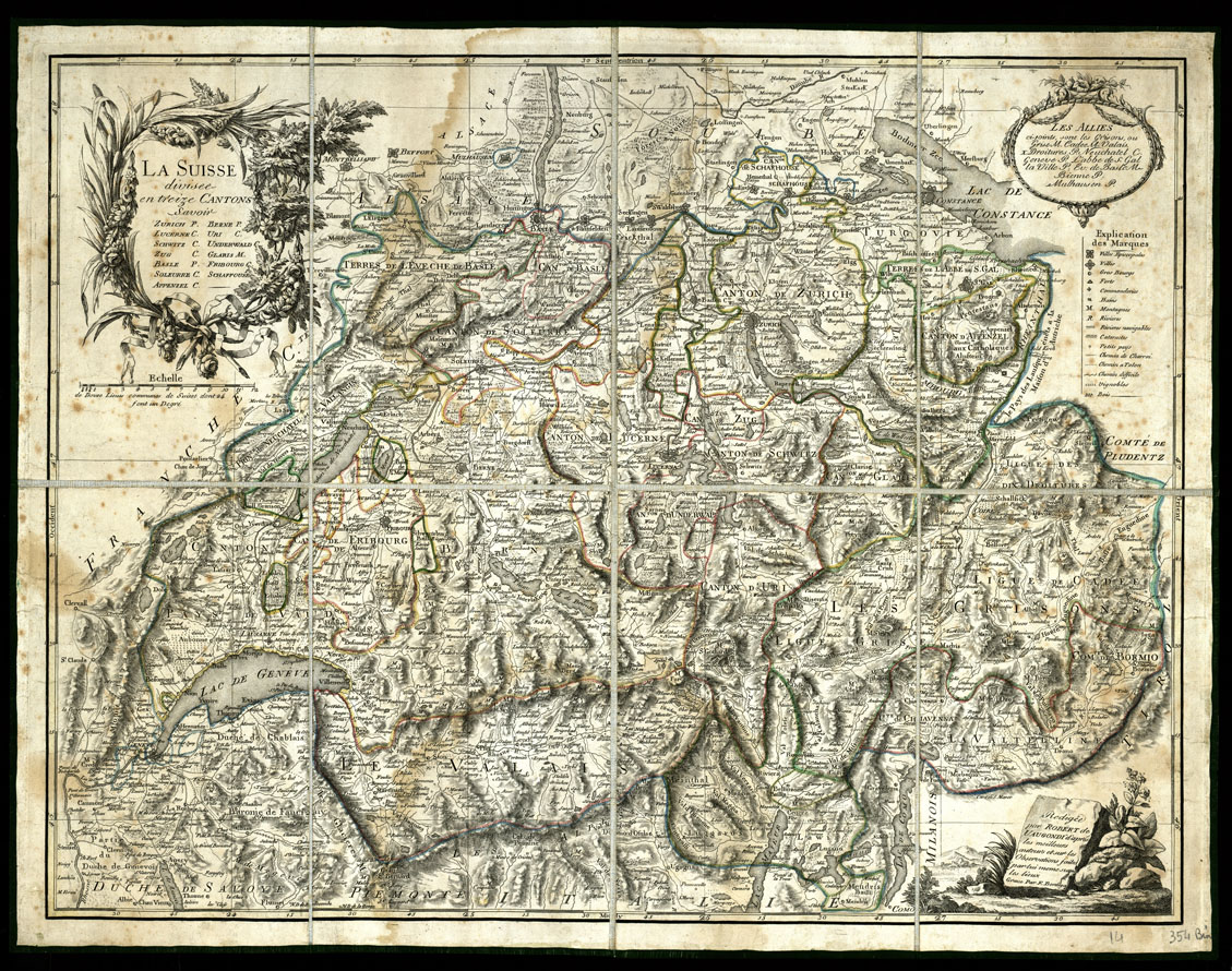 (N:20612) LA SUISSE (B0017070) Carte e stampe antiche: riproduzione a colori su carta (formato A1)