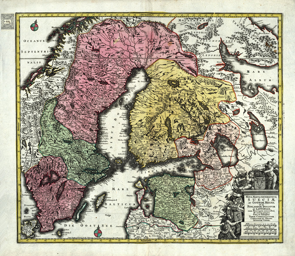 (N:20670) NOVA MAPPA GEOGRAPHICA SUECIAE (B0017141) Carte e stampe antiche: riproduzione a colori su carta (formato A1)