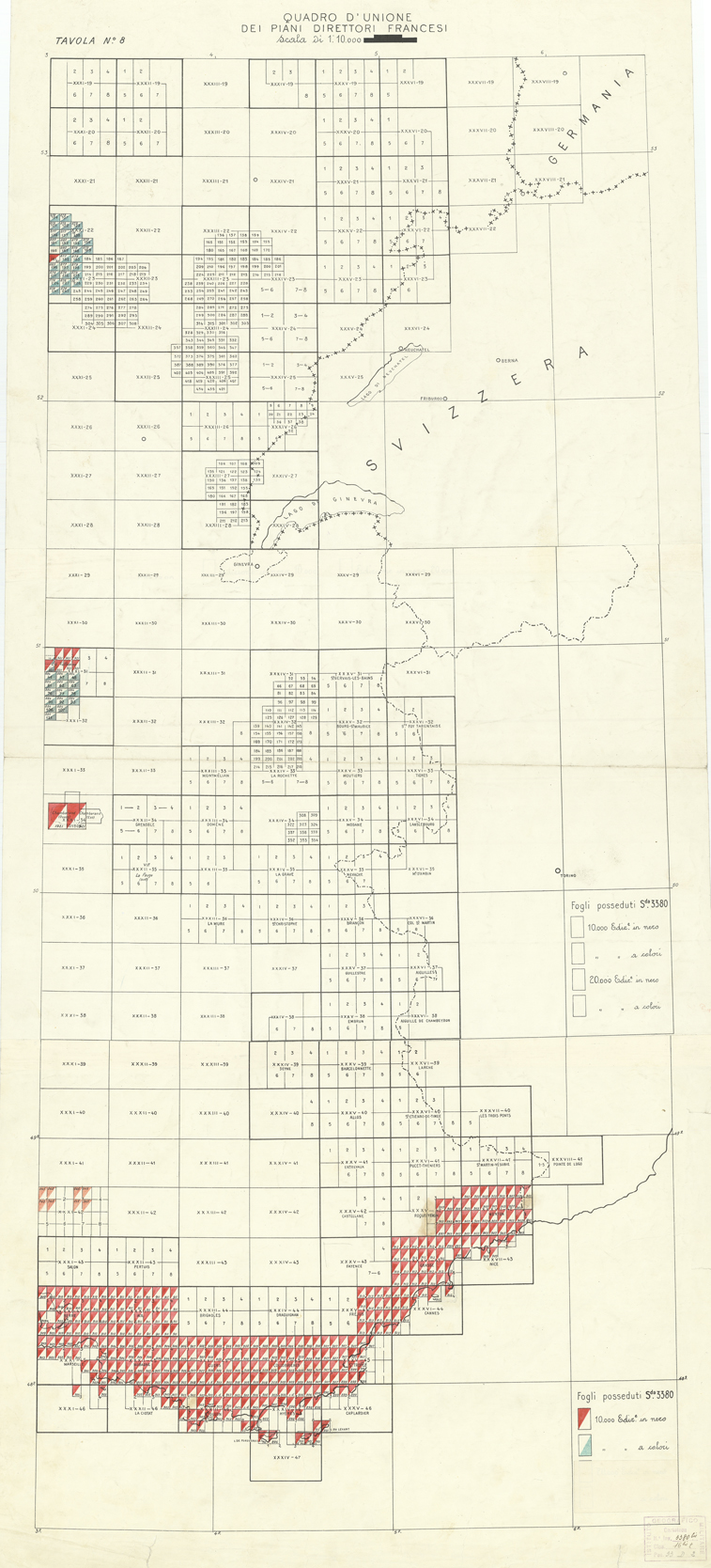 (N:20696) PLANS DIRECTEURS - QUADRO D'UNIONE (B0017176) Carte e stampe antiche: riproduzione a colori su carta (formato A1)
