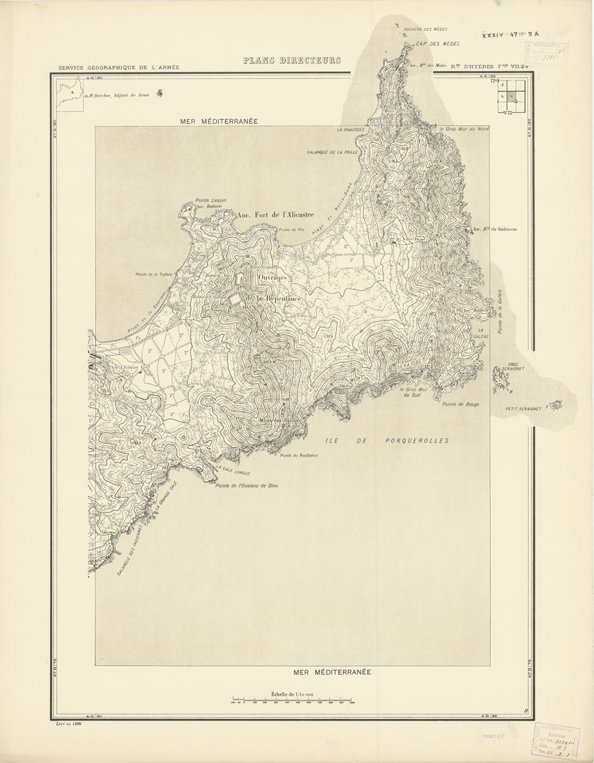 (N:20798) PLANS DIRECTEURS - REGION D'HYERES FEUILLE VII N2a (B0017279) Carte e stampe antiche: riproduzione a colori su carta (formato A1)
