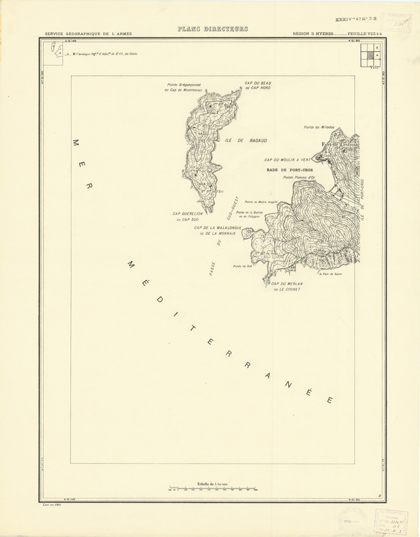 (N:20799) PLANS DIRECTEURS - REGION D'HYERES FEUILLE VIII N1b (B0017280) Carte e stampe antiche: riproduzione a colori su carta (formato A1)