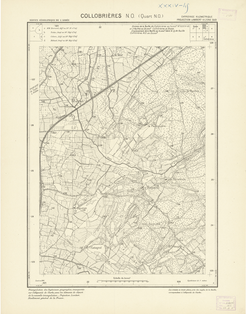 (N:20907) PLANS DIRECTEURS - COLLOBRIERES N.O. 3a (B0017388) Carte e stampe antiche: riproduzione a colori su carta (formato A1)