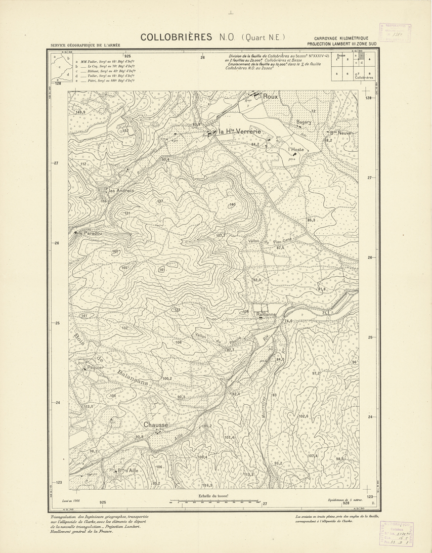 (N:20908) PLANS DIRECTEURS - COLLOBRIERES N.O. 3b (B0017389) Carte e stampe antiche: riproduzione a colori su carta (formato A1)