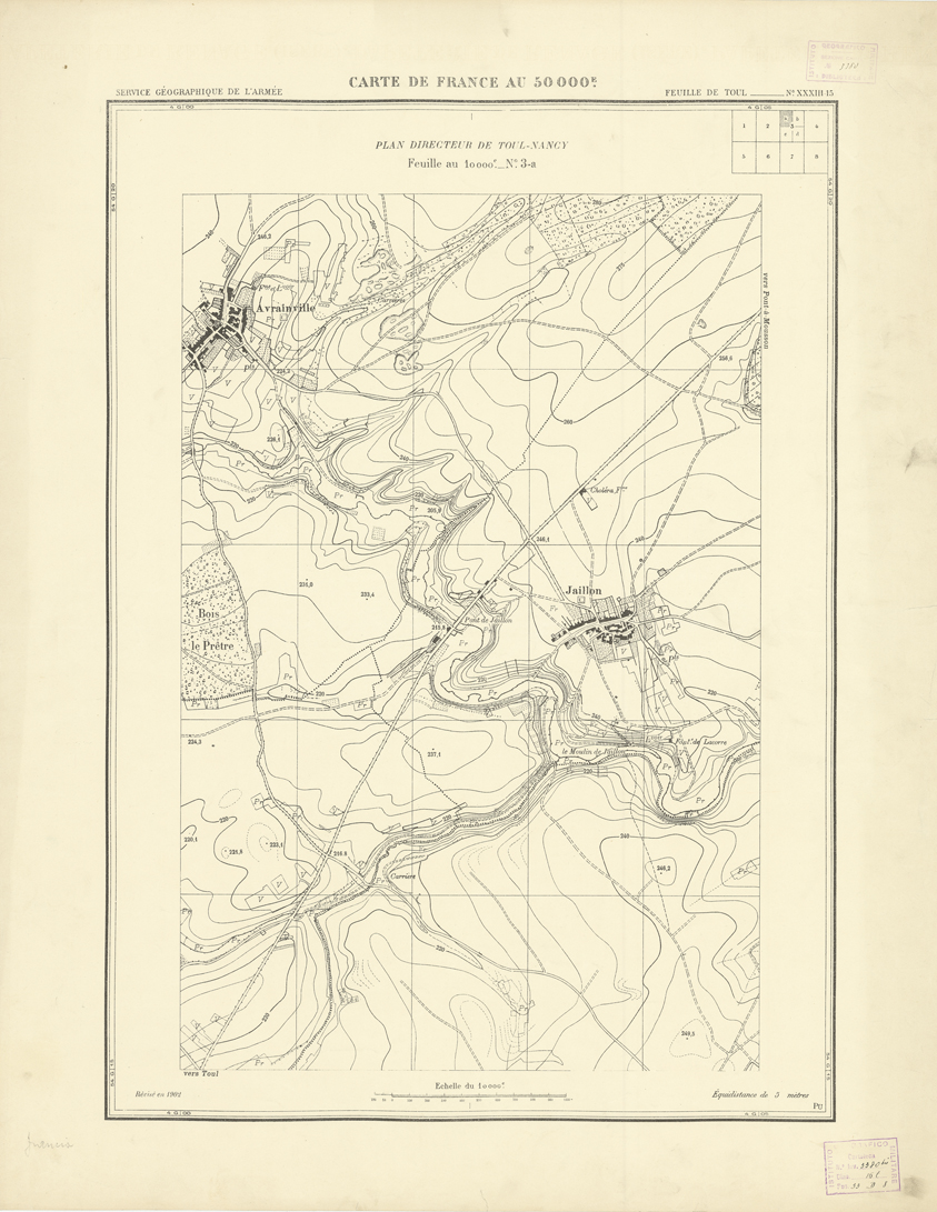 (N:20915) PLANS DIRECTEURS - FEUILLE DE TOUL XXXIII 15 N3a (B0017396) Carte e stampe antiche: riproduzione a colori su carta (formato A1)