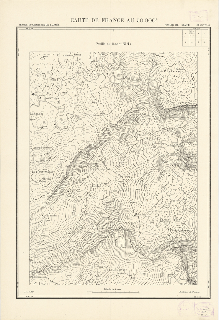 (N:20931) PLANS DIRECTEURS - FEUILLE DE GRASSE XXXVI 43 N2a (B0017412) Carte e stampe antiche: riproduzione a colori su carta (formato A1)