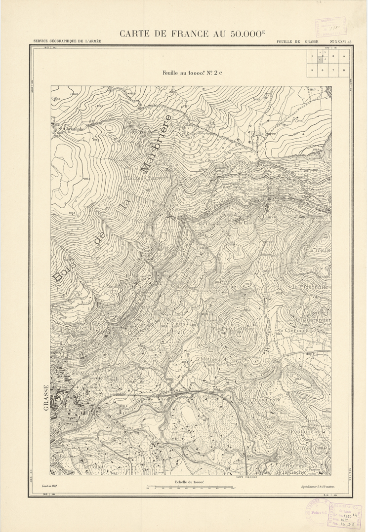 (N:20933) PLANS DIRECTEURS - FEUILLE DE GRASSE XXXVI 43 N2c (B0017414) Carte e stampe antiche: riproduzione a colori su carta (formato A1)