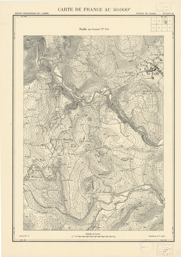 (N:20938) PLANS DIRECTEURS - FEUILLE DE GRASSE XXXVI 43 N3d (B0017419) Carte e stampe antiche: riproduzione a colori su carta (formato A1)