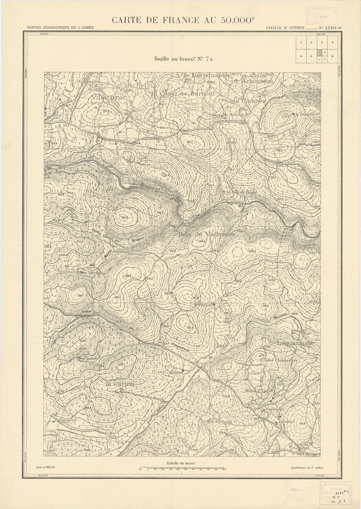 (N:20951) PLANS DIRECTEURS - FEUILLE D'ANTIBES XXXVI 43 N7a (B0017431) Carte e stampe antiche: riproduzione a colori su carta (formato A1)