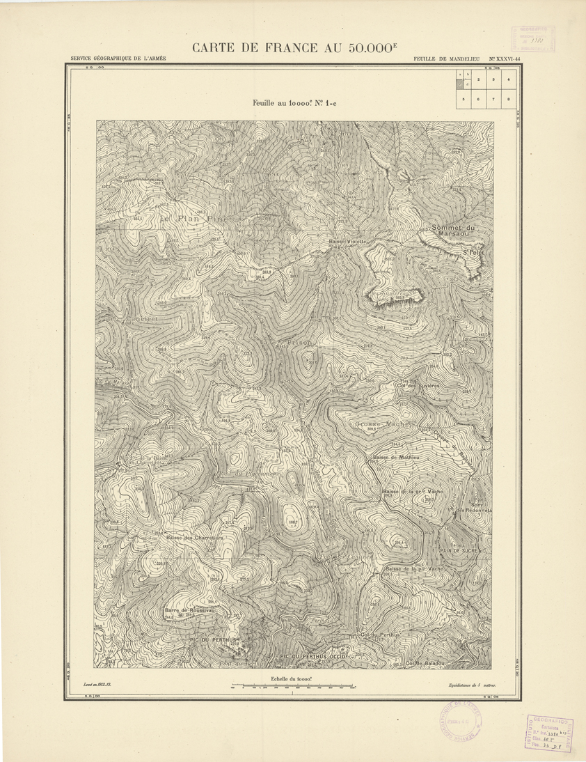 (N:20959) PLANS DIRECTEURS - FEUILLE DE MANDELIEU XXXVI 44 N1c (B0017439) Carte e stampe antiche: riproduzione a colori su carta (formato A1)