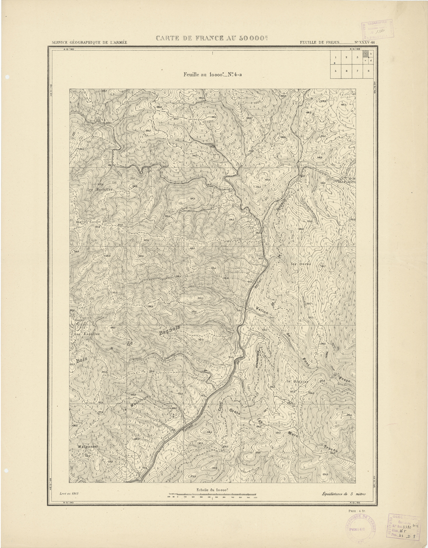 (N:20973) PLANS DIRECTEURS - FEUILLE DE FREJUS XXXV 44 N4a (B0017453) Carte e stampe antiche: riproduzione a colori su carta (formato A1)