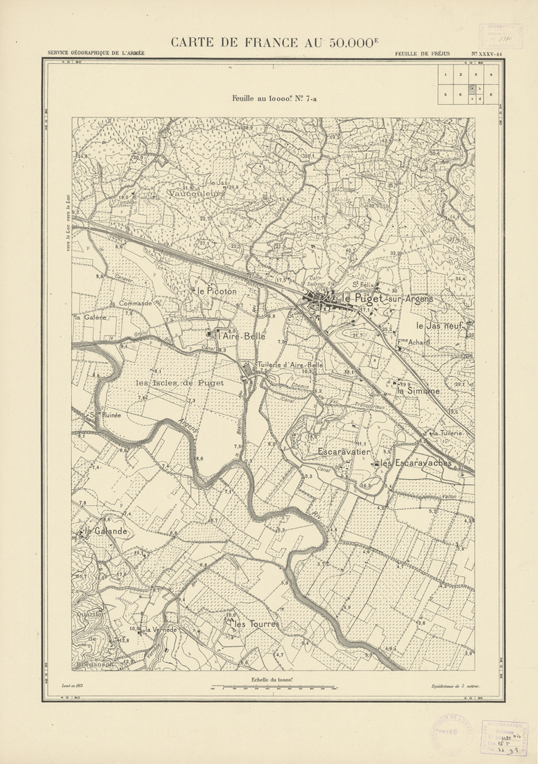 (N:20977) PLANS DIRECTEURS - FEUILLE DE FREJUS XXXV 44 N7a (B0017457) Carte e stampe antiche: riproduzione a colori su carta (formato A1)