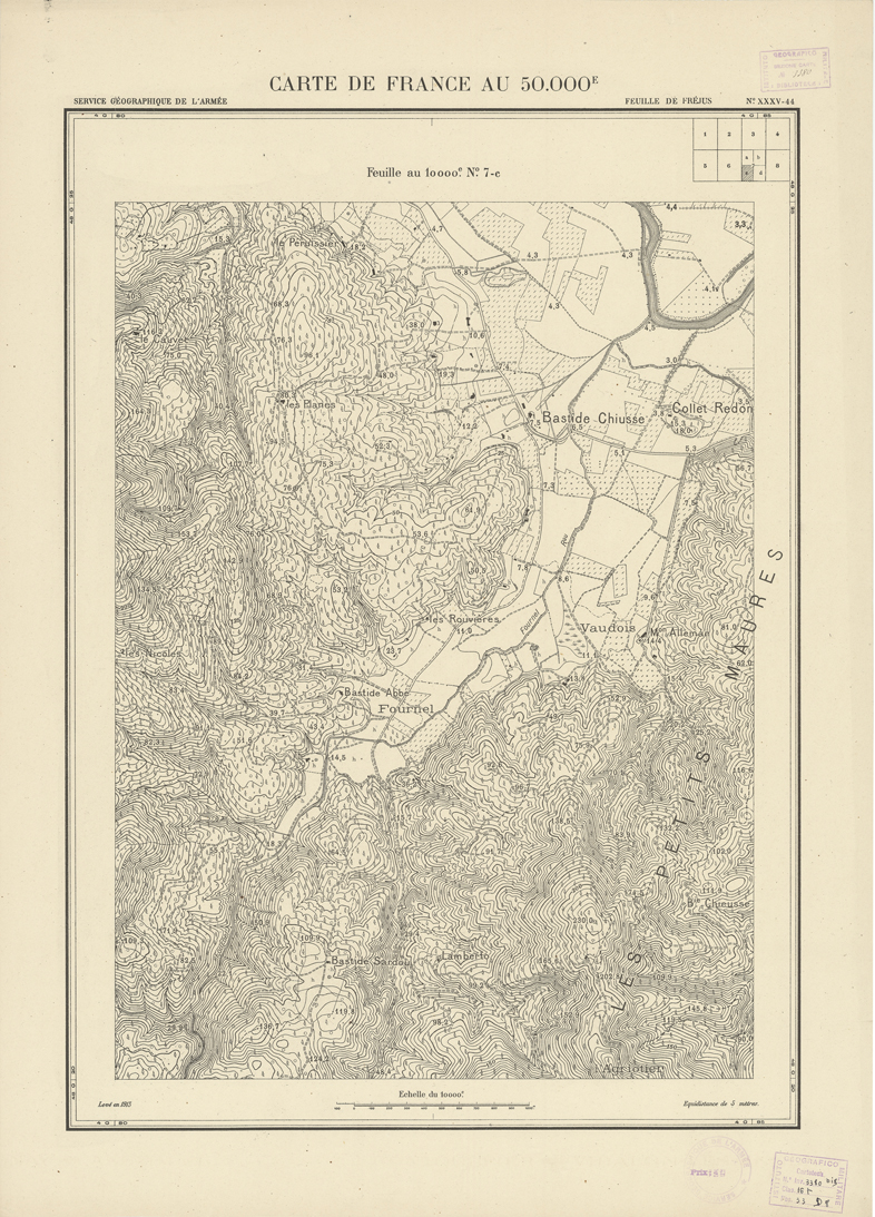 (N:20979) PLANS DIRECTEURS - FEUILLE DE FREJUS XXXV 44 N7c (B0017459) Carte e stampe antiche: riproduzione a colori su carta (formato A1)