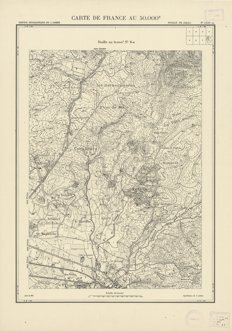 (N:20981) PLANS DIRECTEURS - FEUILLE DE FREJUS XXXV 44 N8a (B0017461) Carte e stampe antiche: riproduzione a colori su carta (formato A1)