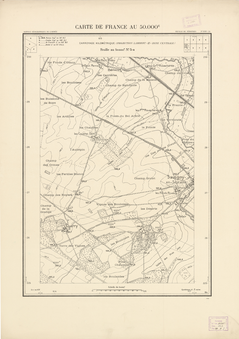 (N:20991) PLANS DIRECTEURS - FEUILLE DE NERONDES XXIV 24 N5a (B0017471) Carte e stampe antiche: riproduzione a colori su carta (formato A1)