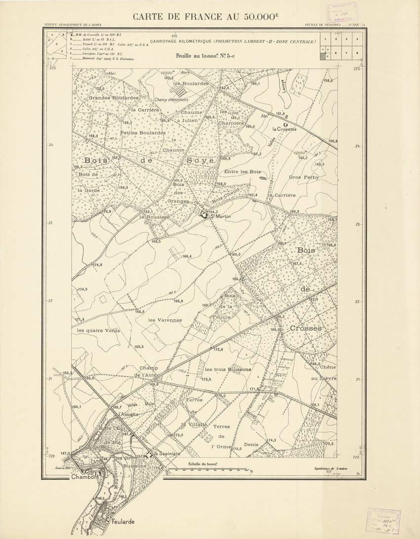 (N:20993) PLANS DIRECTEURS - FEUILLE DE NERONDES XXIV 24 N5c (B0017473) Carte e stampe antiche: riproduzione a colori su carta (formato A1)