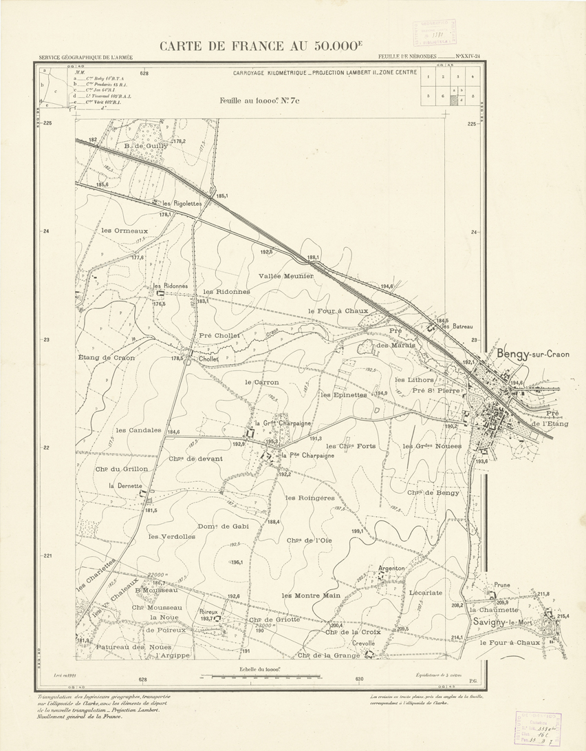 (N:20999) PLANS DIRECTEURS - FEUILLE DE NERONDES XXIV 24 N7c (B0017479) Carte e stampe antiche: riproduzione a colori su carta (formato A1)