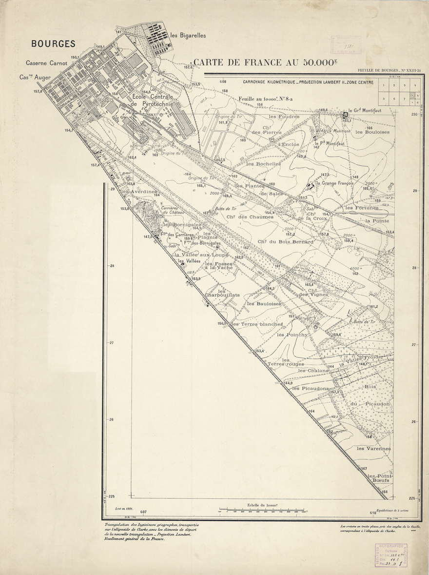 (N:21000) PLANS DIRECTEURS - FEUILLE DE BOURGES XXIII 24 N8a (B0017480) Carte e stampe antiche: riproduzione a colori su carta (formato A1)