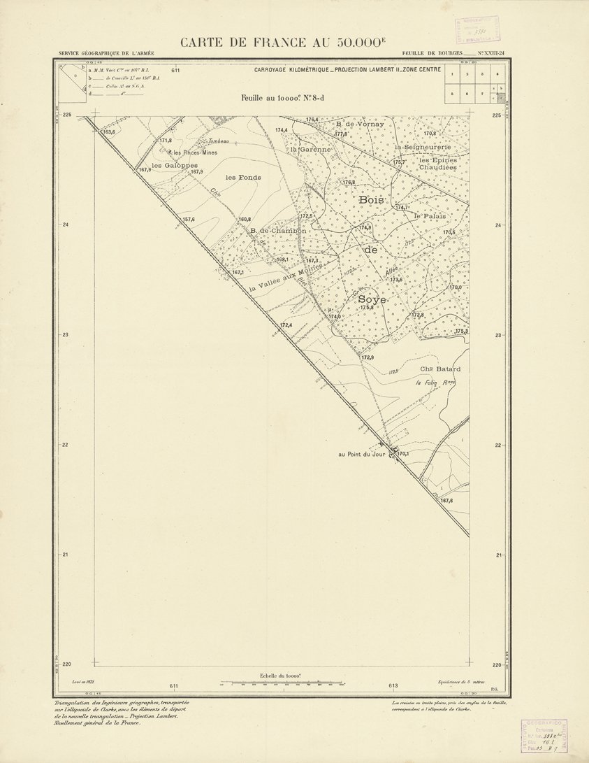 (N:21002) PLANS DIRECTEURS - FEUILLE DE BOURGES XXIII 24 N8d (B0017482) Carte e stampe antiche: riproduzione a colori su carta (formato A1)