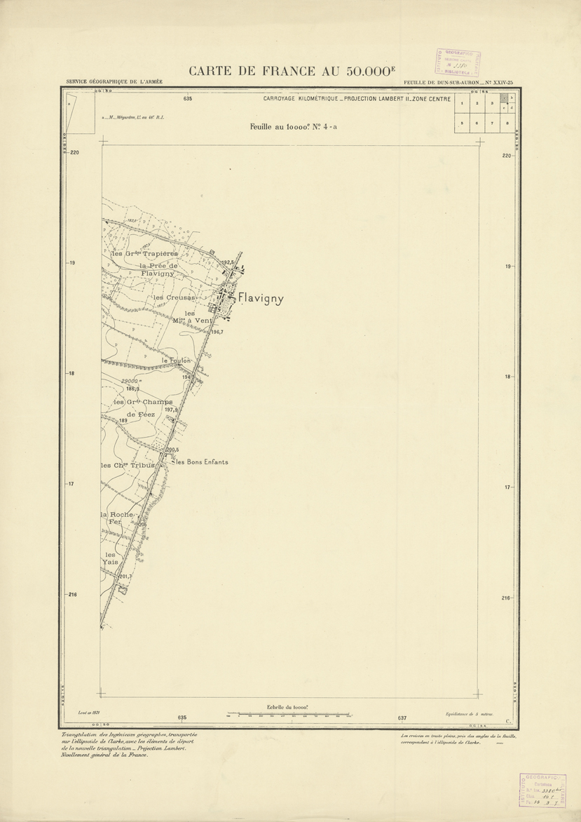 (N:21006) PLANS DIRECTEURS - FEUILLE DE DUN-SUR-AURON XXIV 25 N4a (B0017486) Carte e stampe antiche: riproduzione a colori su carta (formato A1)