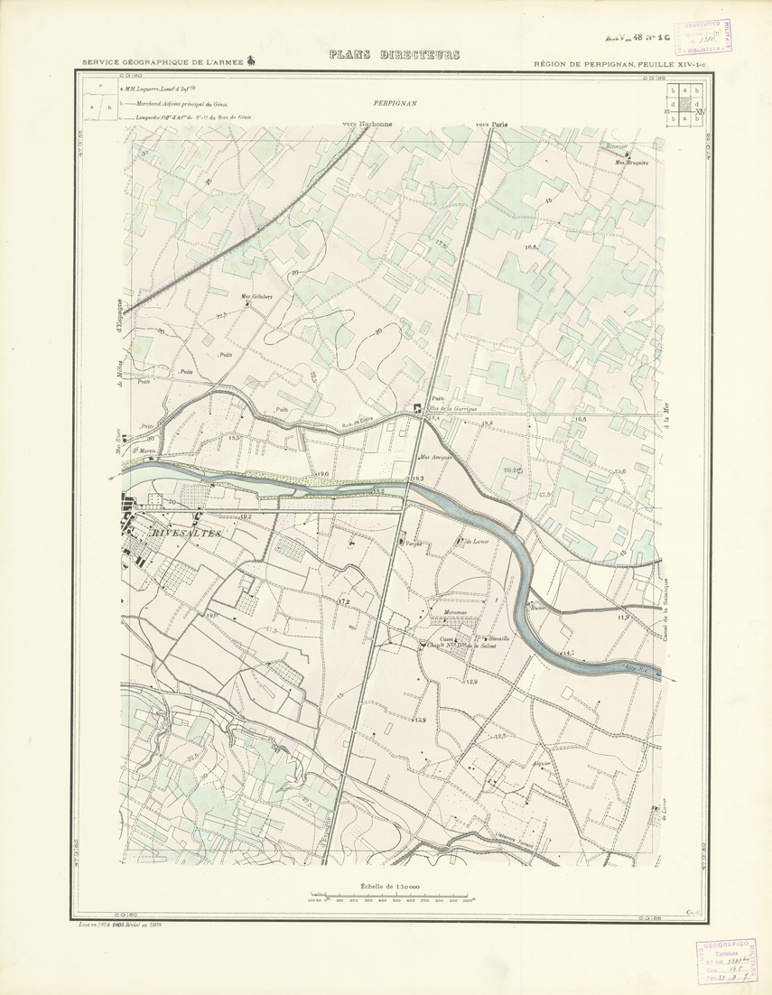(N:21014) PLANS DIRECTEURS - REGION DE PERPIGNAN FEUILLE XIV N1c (B0017494) Carte e stampe antiche: riproduzione a colori su carta (formato A1)