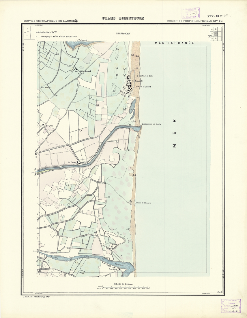 (N:21018) PLANS DIRECTEURS - REGION DE PERPIGNAN FEUILLE XIV N2d (B0017498) Carte e stampe antiche: riproduzione a colori su carta (formato A1)