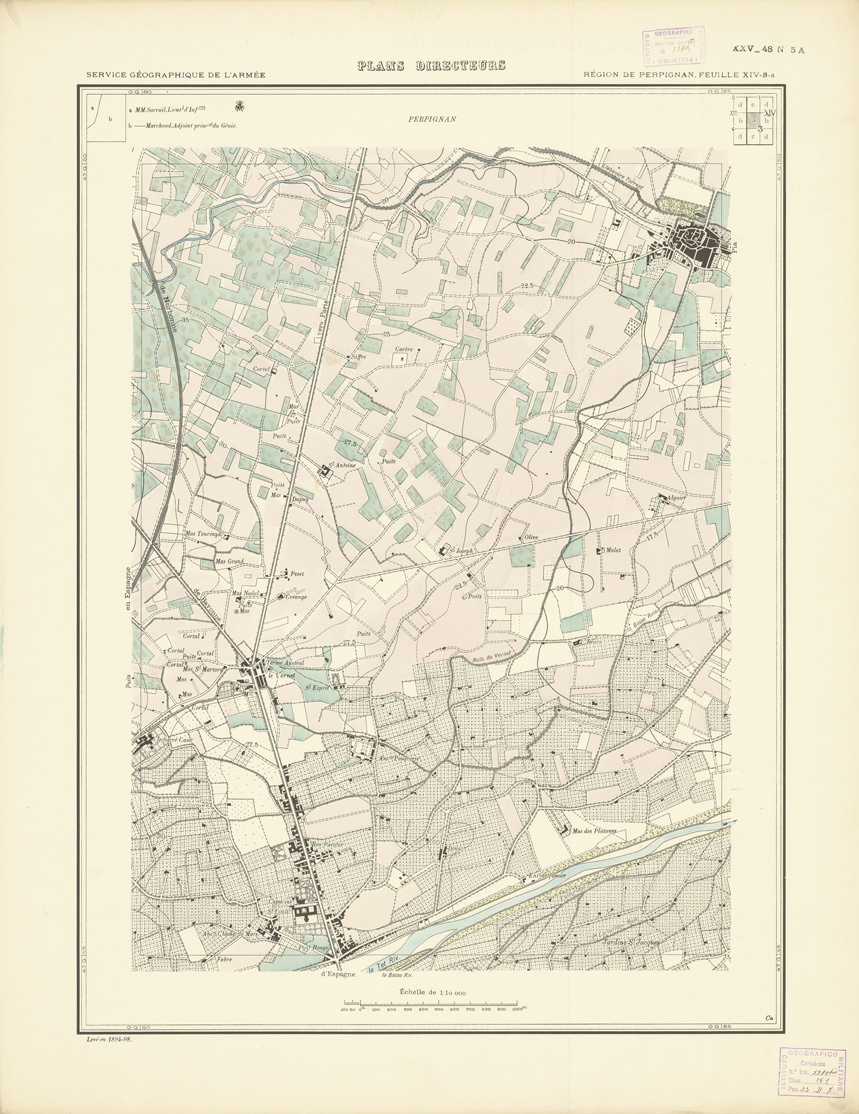(N:21019) PLANS DIRECTEURS - REGION DE PERPIGNAN FEUILLE XIV N3a (B0017499) Carte e stampe antiche: riproduzione a colori su carta (formato A1)