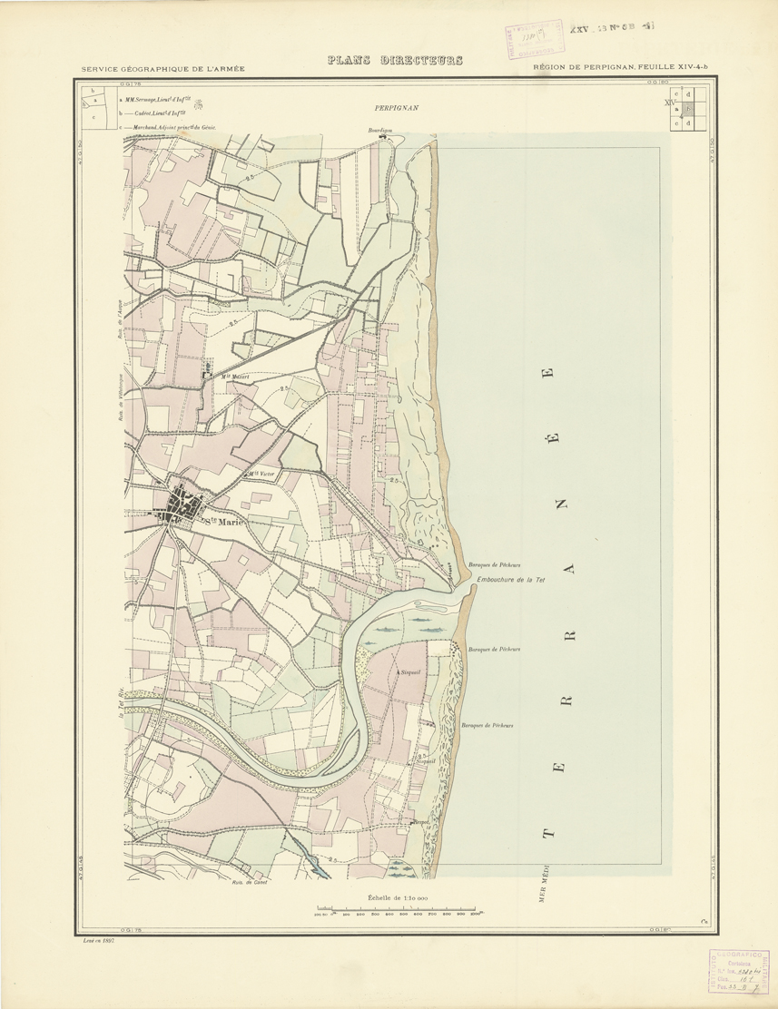 (N:21024) PLANS DIRECTEURS - REGION DE PERPIGNAN FEUILLE XIV N4b (B0017504) Carte e stampe antiche: riproduzione a colori su carta (formato A1)