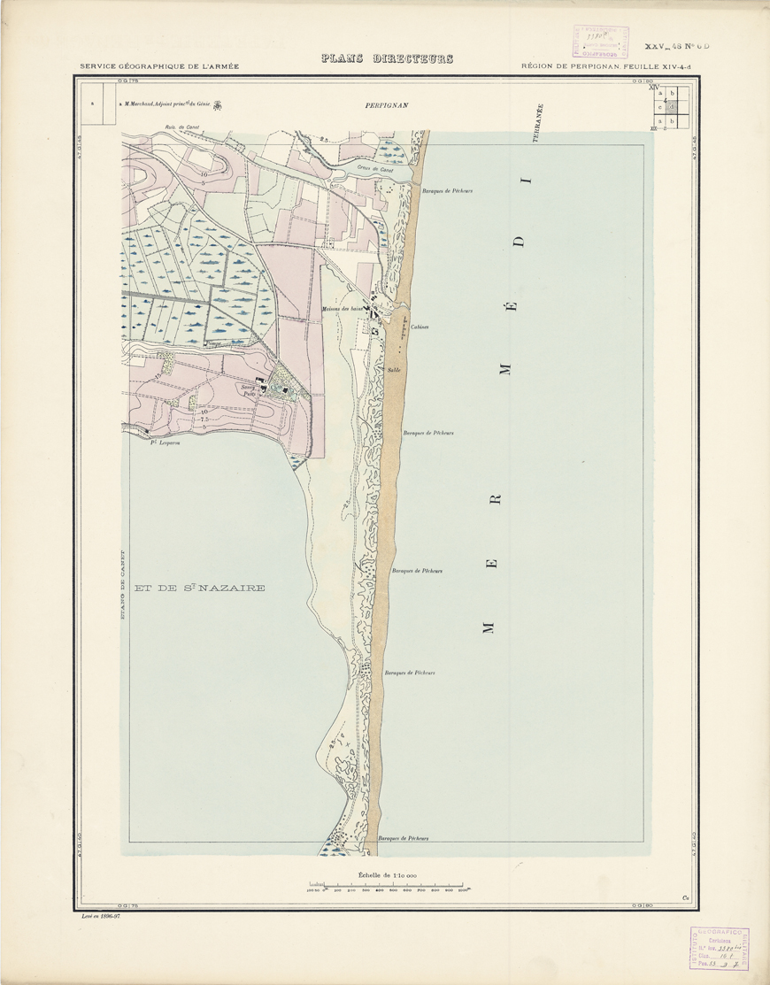 (N:21026) PLANS DIRECTEURS - REGION DE PERPIGNAN FEUILLE XIV N4d (B0017506) Carte e stampe antiche: riproduzione a colori su carta (formato A1)
