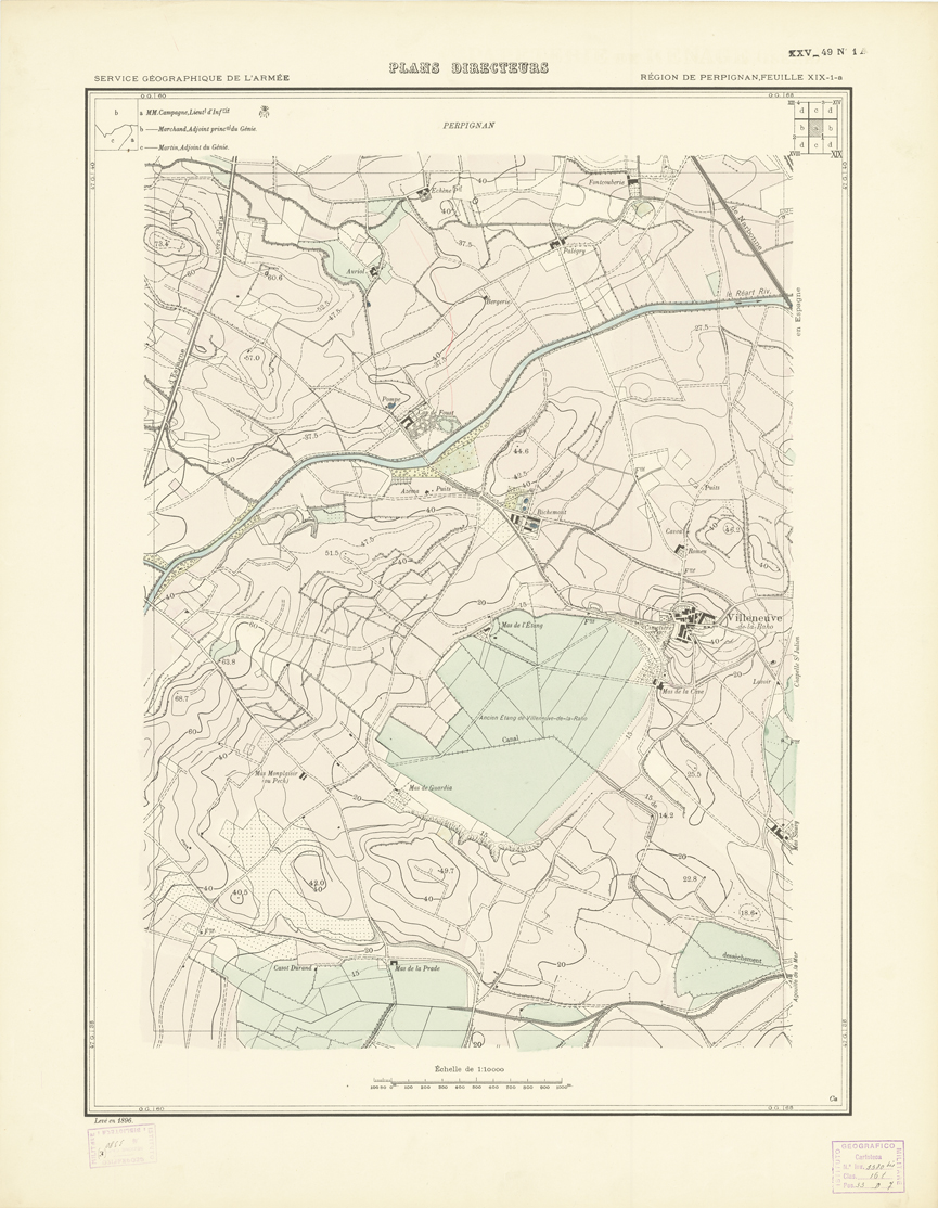 (N:21027) PLANS DIRECTEURS - REGION DE PERPIGNAN FEUILLE XIX N1a (B0017507) Carte e stampe antiche: riproduzione a colori su carta (formato A1)