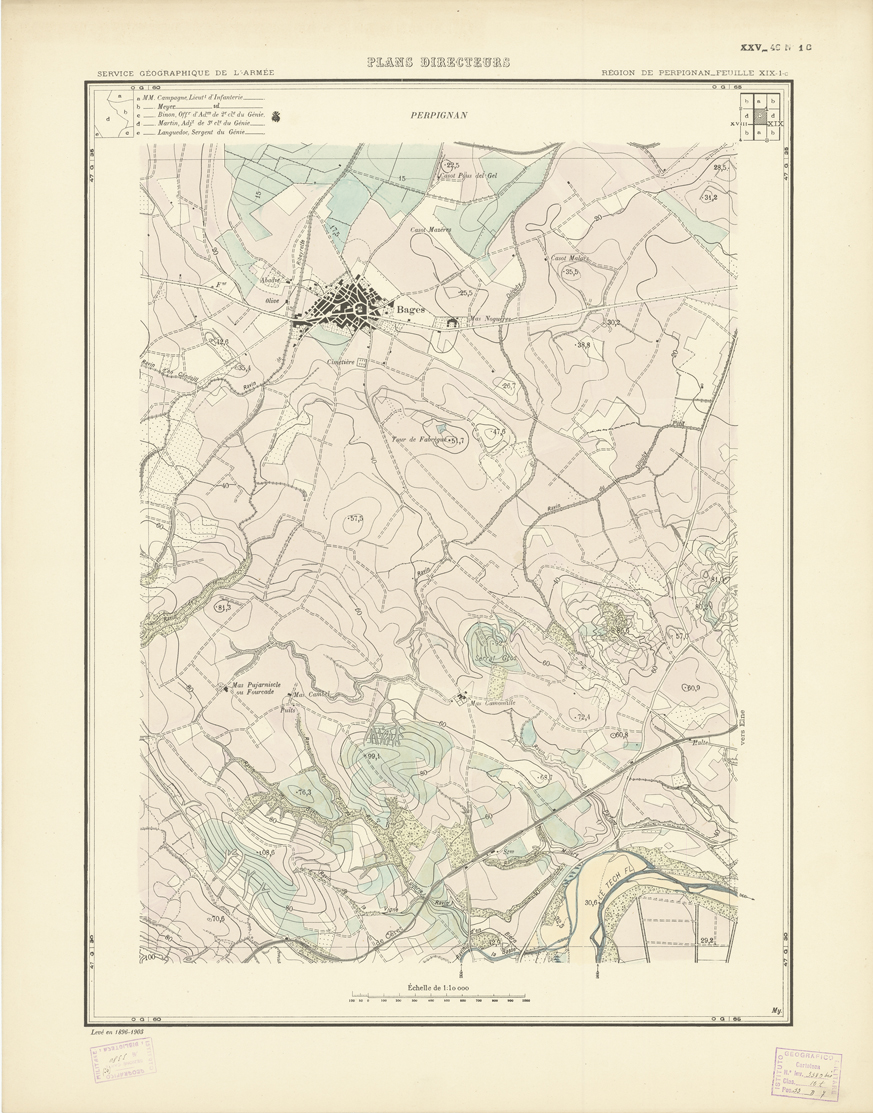 (N:21029) PLANS DIRECTEURS - REGION DE PERPIGNAN FEUILLE XIX N1c (B0017509) Carte e stampe antiche: riproduzione a colori su carta (formato A1)