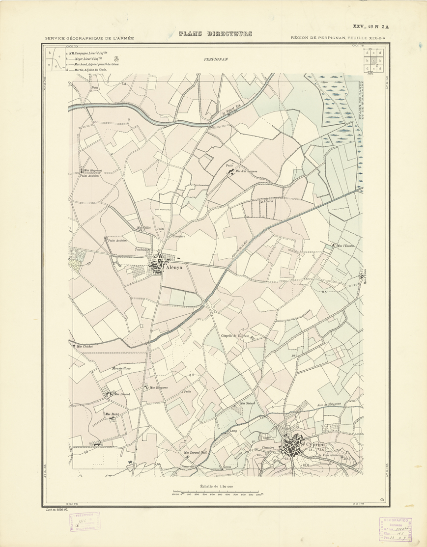 (N:21031) PLANS DIRECTEURS - REGION DE PERPIGNAN FEUILLE XIX N2a (B0017511) Carte e stampe antiche: riproduzione a colori su carta (formato A1)