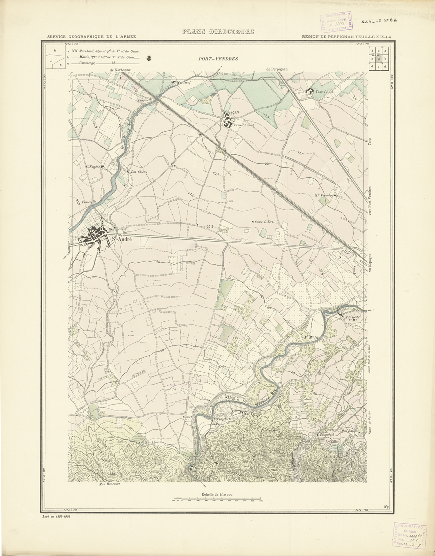 (N:21039) PLANS DIRECTEURS - REGION DE PERPIGNAN FEUILLE XIX N4a (B0017519) Carte e stampe antiche: riproduzione a colori su carta (formato A1)