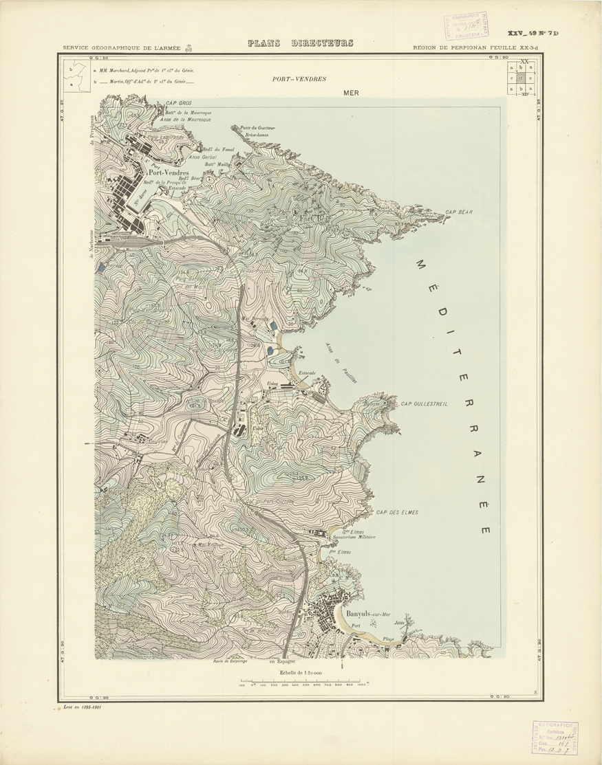 (N:21045) PLANS DIRECTEURS - REGION DE PERPIGNAN FEUILLE XX N3d (B0017525) Carte e stampe antiche: riproduzione a colori su carta (formato A1)