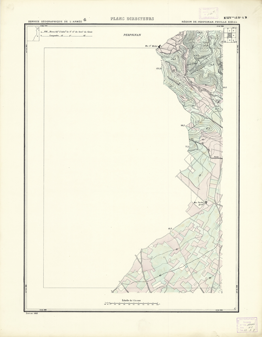 (N:21055) PLANS DIRECTEURS - REGION DE PERPIGNAN FEUILLE XIII N2b (B0017535) Carte e stampe antiche: riproduzione a colori su carta (formato A1)