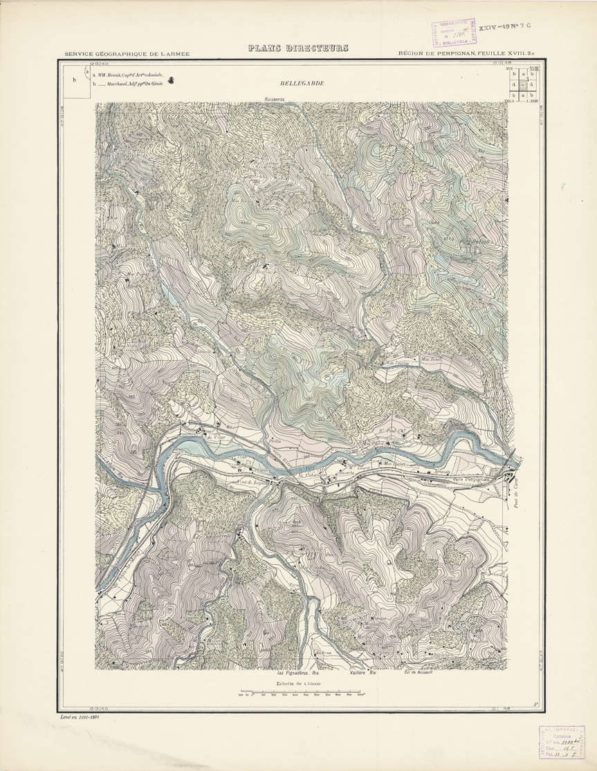 (N:21081) PLANS DIRECTEURS - REGION DE PERPIGNAN FEUILLE XVIII N3c (B0017561) Carte e stampe antiche: riproduzione a colori su carta (formato A1)