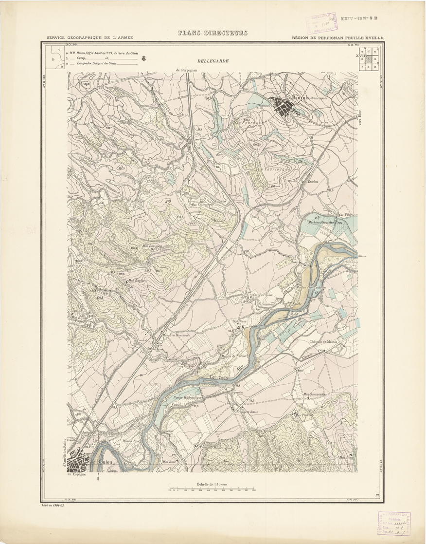 (N:21084) PLANS DIRECTEURS - REGION DE PERPIGNAN FEUILLE XVIII N4b (B0017564) Carte e stampe antiche: riproduzione a colori su carta (formato A1)