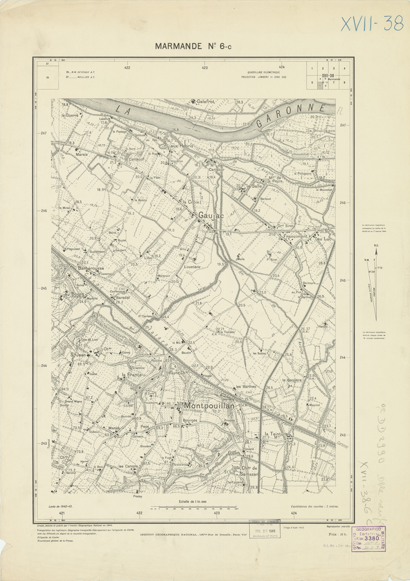 (N:21136) PLANS DIRECTEURS - MARMANDE XVII N6c (B0017616) Carte e stampe antiche: riproduzione a colori su carta (formato A1)